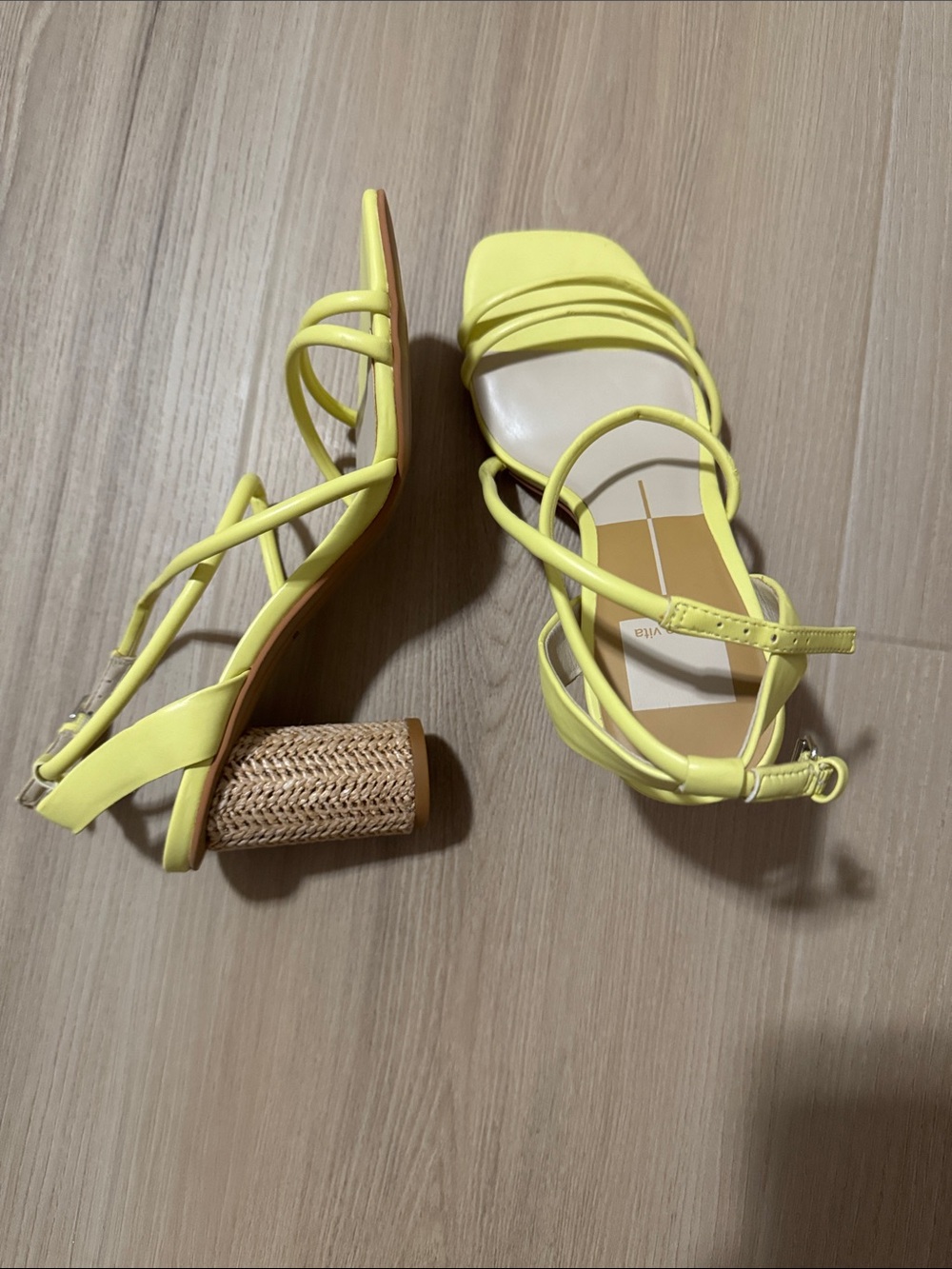 Dolce Vita Neon Yellow Strappy Block Heel Sandals